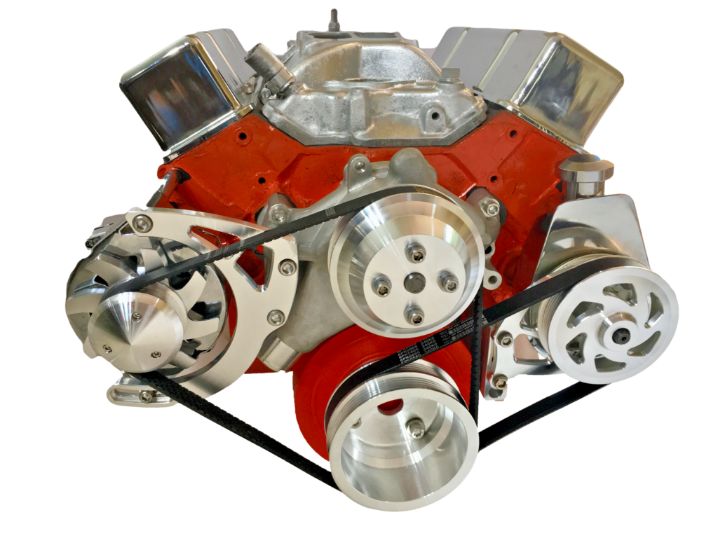 Polierte Aluminium Riemenscheiben Für SBC Small Block Chevy Serpentine Pulley Conversion Kit ALT PS Mid Mount SBC Lwp 3 333033909254 CVF Racing Riemenscheiben Kit