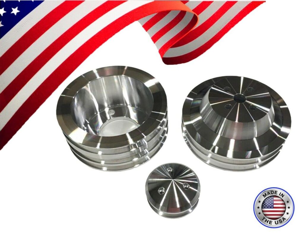 V-Belt Pulley Kit For Small Block Ford (289, 302, 351W, 351C) - Billet Aluminum, Underdrive, 4-Bolt Crank