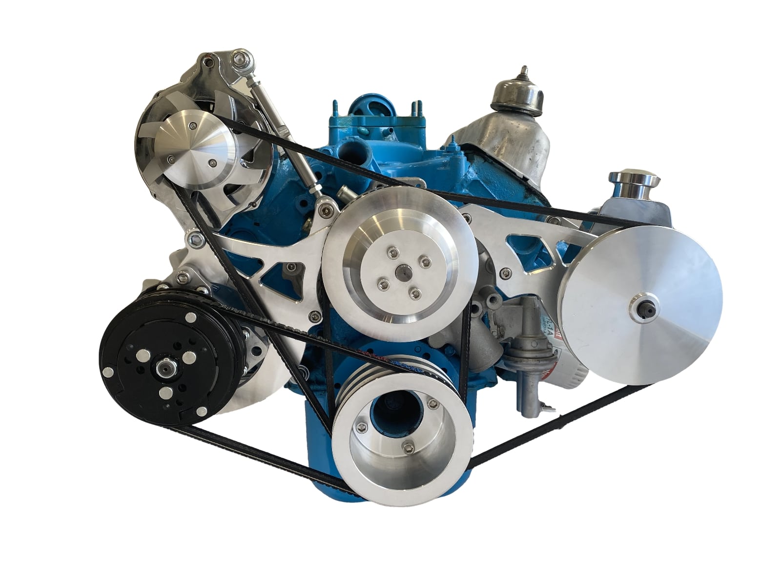 CVF Racing Polished Billet Aluminum Alternator Bracket For Small Block Ford 289/302 - V-Belt, Driver's Side, Adjustable