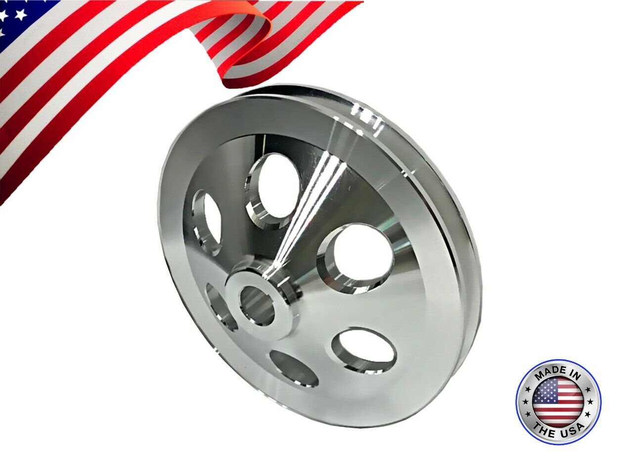 Chrome 1 Groove Gm Keyway Power Steering Pulley For Small And Big Block Chevy