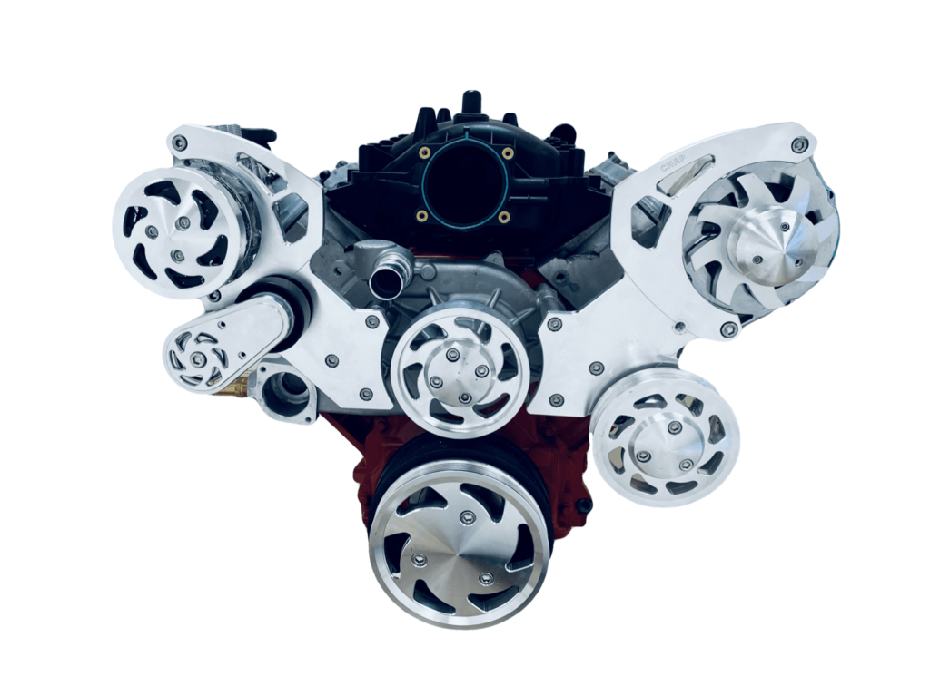 Chevy LS Serpentine Pulley Conversion Kit – Includes Alternator, AC, PS, For LS1 LS2 LS3 LS6, Aluminum Kit, Made In USA