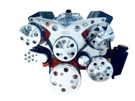 Small Block Chevy All Inclusive Wraptor Serpentine System w/ Electric Water Pump - Polished Finishes