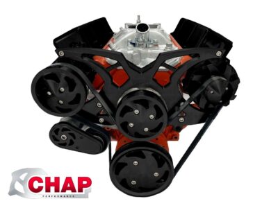 Small Block Chevy BLACK Serpentine Pulley Conversion Kit | ALT, A/C 350