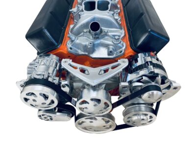 thumbnail image 2 of MotorChrome Billet Aluminum Pulley Set For Small Block Chevy - Long Water Pump, Alt, AC, PS (283 327 350 400) 2 of 4