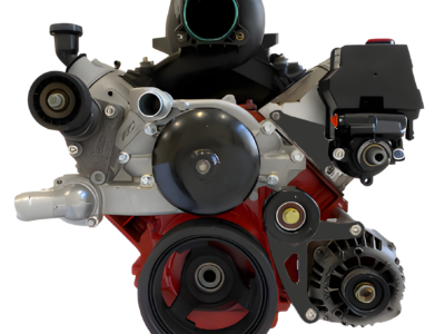 LS Low Mount Alternator & Power Steering Brackets Camaro Balancer | BLACK