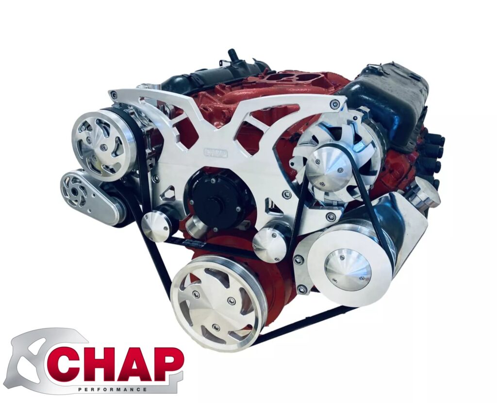thumbnail image 2 of CVF Racing Big Block Chevy Serpentine Pulley Conversion Kit – Black Anodized, Electric Water Pump, Lifetime Warranty 2 of 6