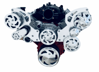 LS Serpentine Pulley conversion Kit ALT PS AC Camaro Style Balancer High Mount - Image 3